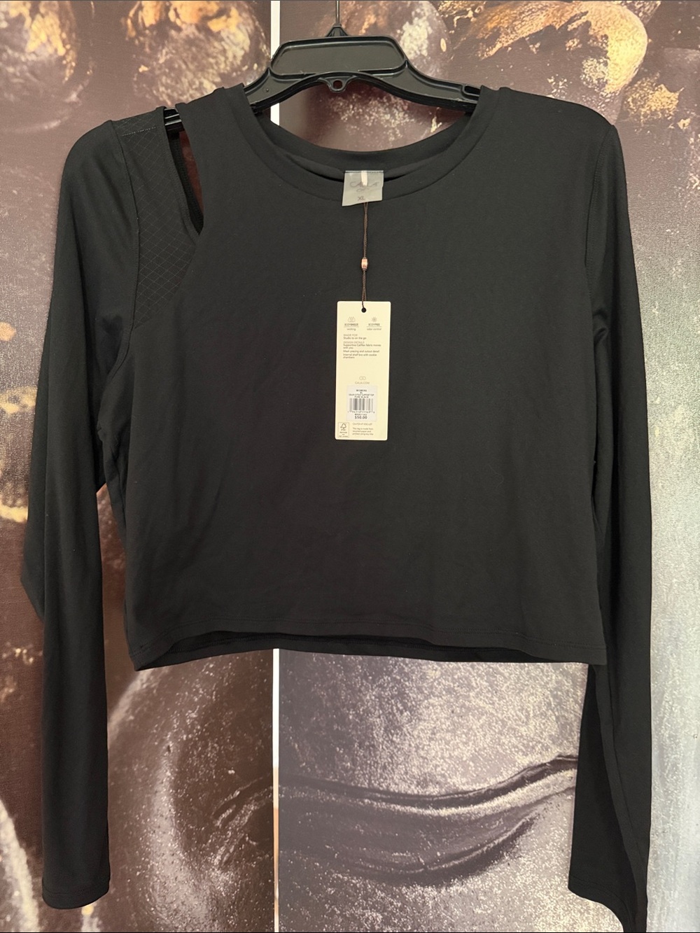 Calia Cut Out Long-Sleeve Support Crop Top - Lightweight Women's Shirt